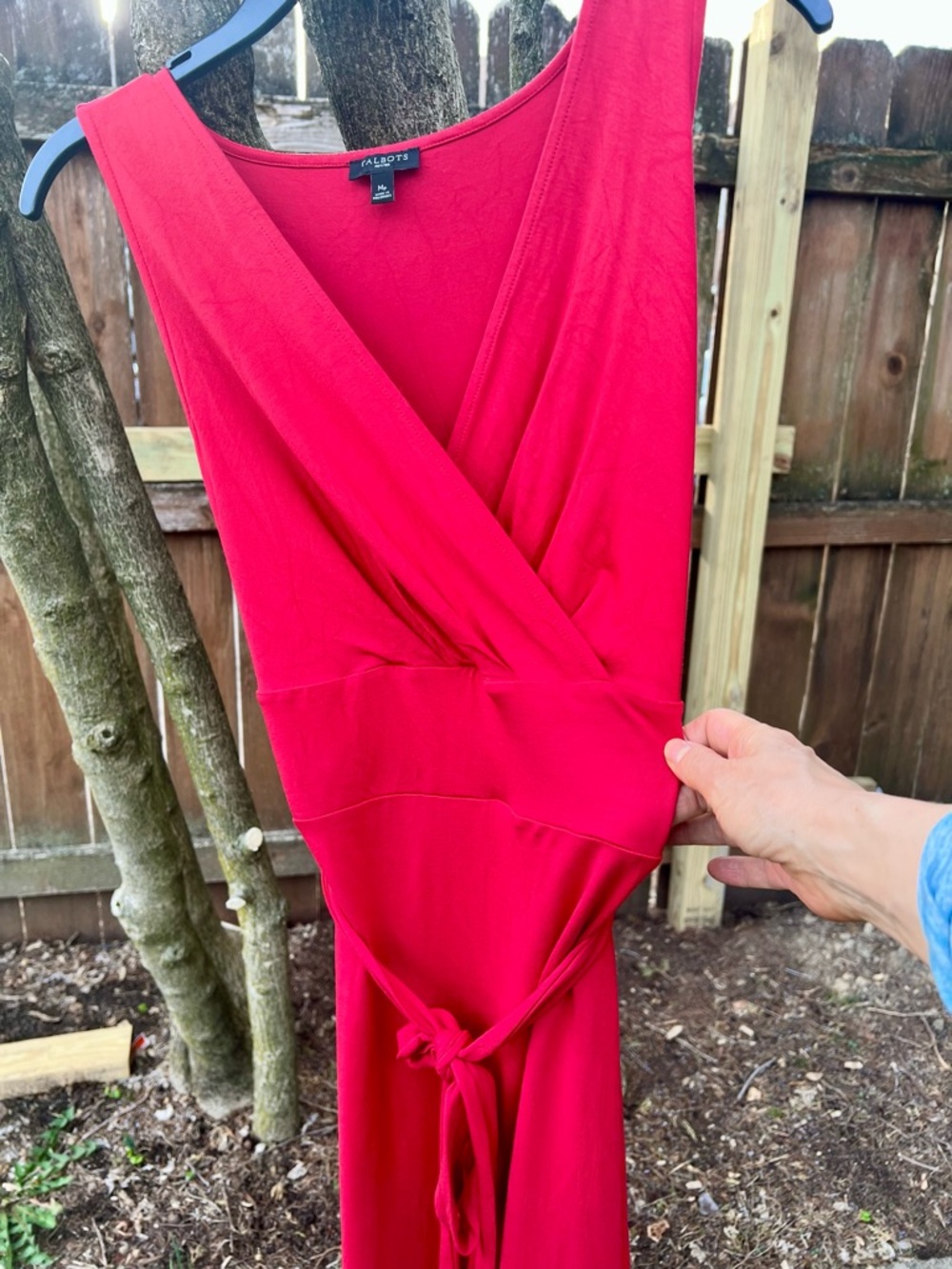 NWOT Elegant Flowy Talbots Petites Red Belted Surplice Dress Sleeveless MP Chic - Picture 7 of 17